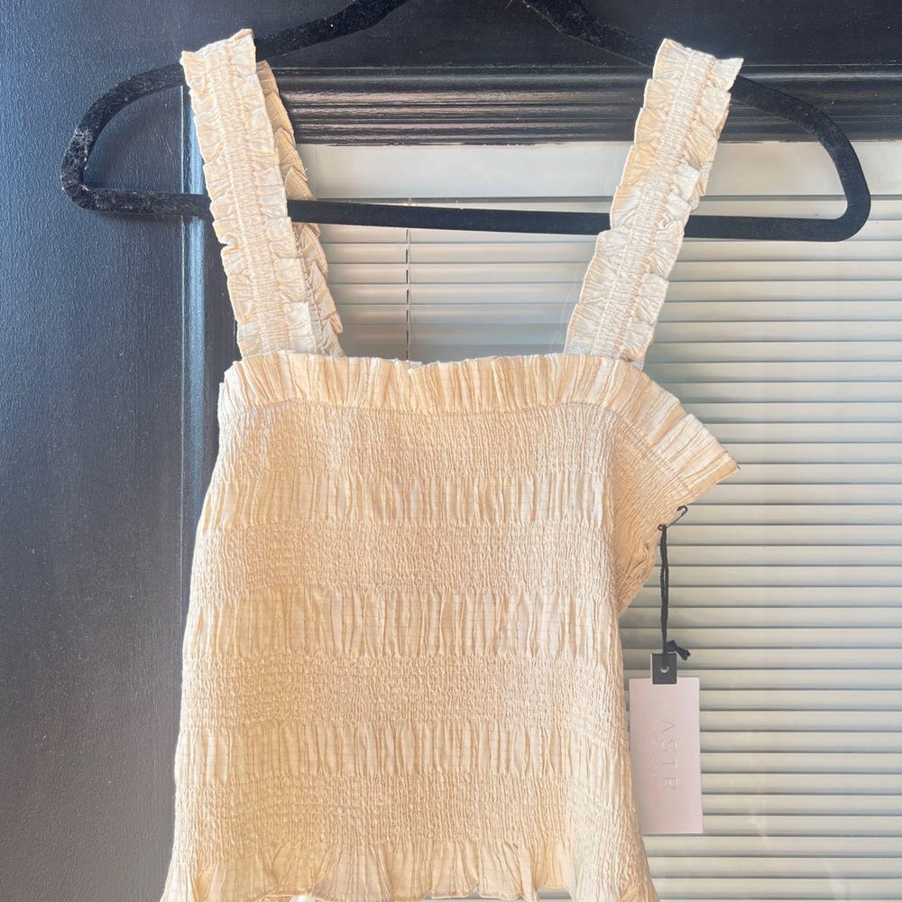 Astr Cream Smocked Camisole
